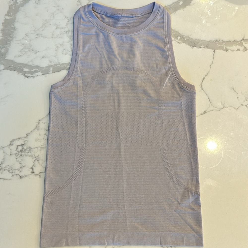 Lululemon swiftly tech high-neck tank top waist length lilac size 0